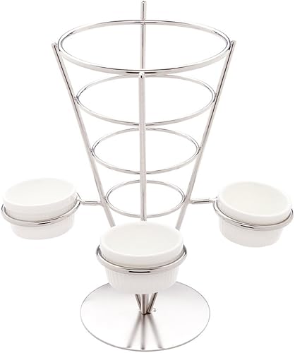 Miniatura 5 de Restaurantware Soporte para papas fritas de 2.5 x 5 pulgadas, 1 con soporte para salsas, espiral, resistente a los arañazos, soporte de cono de