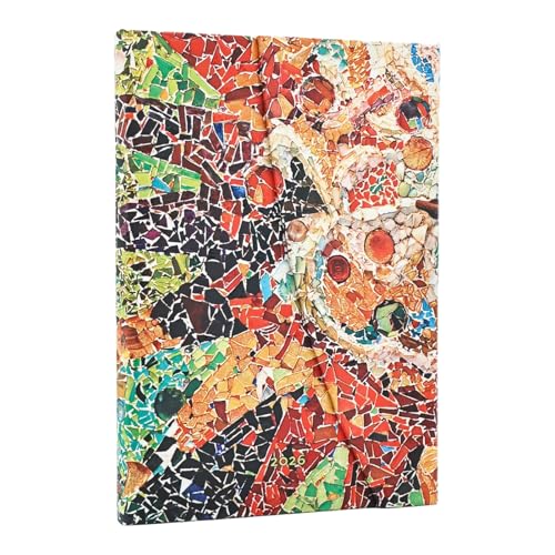 2026 Gaudi's Sun (Gaudi's Mosaics) Midi 12-month Vertical Hardcover Flexi Day Planner 2026 (Wrap Closure)