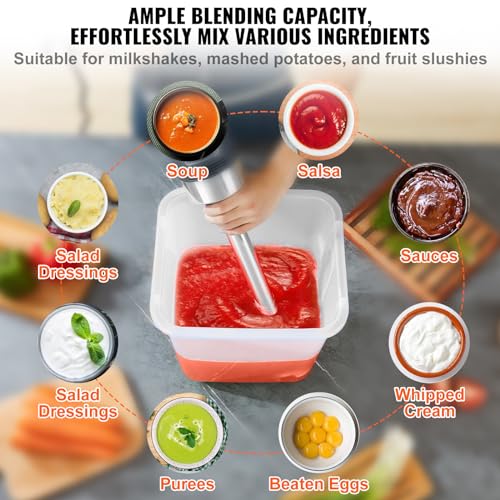 Image of VEVOR Commercial Immersion Blender, 750W 16 inch Heavy Duty Hand Mixer, Variable Speed Kitchen Stick Mixer with 304 Stainless Steel Blade, Multi-Purpose Portable Mixer for Soup, Smoothie, Puree, Baby Food