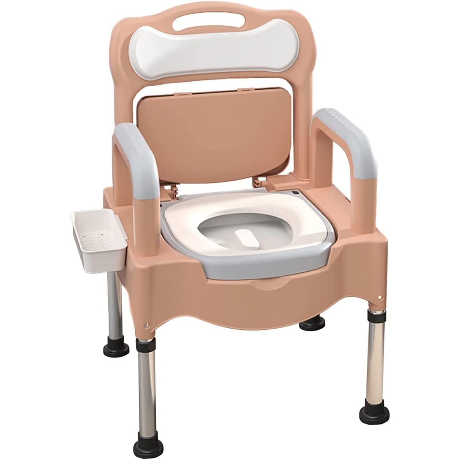 Silla cómoda de noche, antideslizante, altura ajustable, con respaldo, silla móvil para adultos, personas mayores y discapacitados, soporta hasta 150 kg