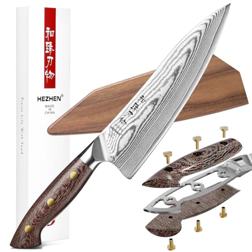 HEZHEN Cuchillo de Chef 21cm Acero Damasco