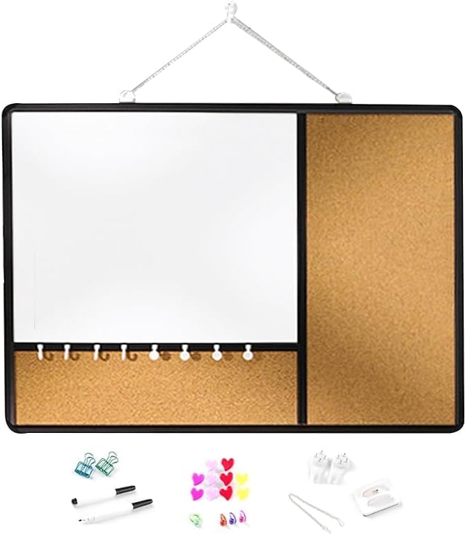 Beauenty Combo Cork Board Office Wall Mounted Bulletin Board,Large Size Notice Memo Whiteboard (45 * 60cm)