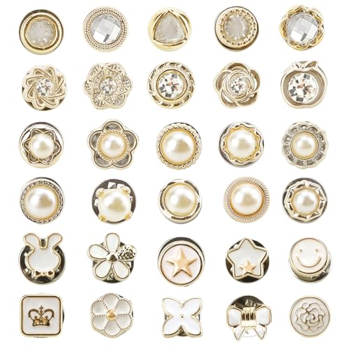 60 Pcs Women Shirt Brooch Pins No Sew Buttons Replacement Safety Button Reusable Cover Up Pins for DIY Bag Cardigan Dress Clothes