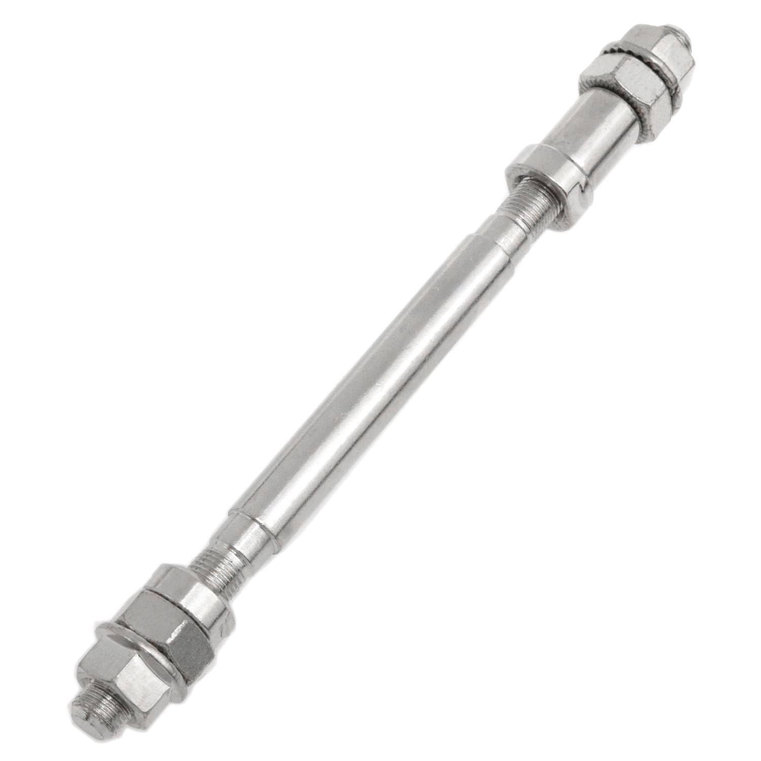 Meuey Lyot Rear Hub Axle Bicycle Axle Bike Axle 180mm/7.08 Inch Bicycle Multiple Speed Rear Hub Axle 3/8“ Silver 26TPI Hub Nut Washer Kit 1PCS