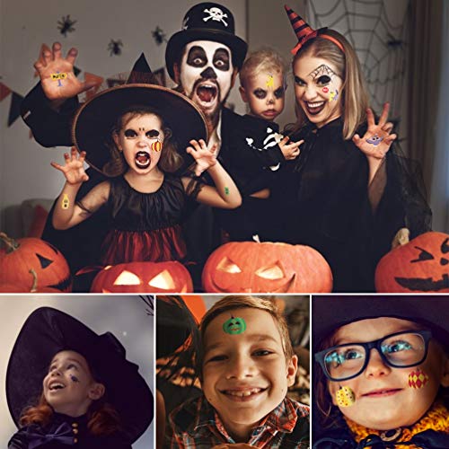 Temporary Tattoos for Kids, 150 Pack Temporary Halloween Tattoos,Including Glow in The Dark Children Tattoos Halloween,2(Glow in The Dark)+8(Normal) Safe Makeup for Kids