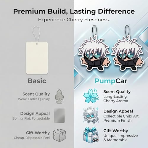 Image of PumpCar 2 pieces Chibbi Gojo Satoru double-sided hanging Japanese anime cherry scented car air freshener Cool anime hanging for rearview mirror Car Interior Accessories Gifts