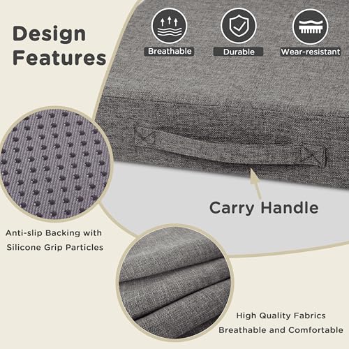 Image of AddGrace Recliner Cushions for Elderly Thick Seat Cushion 20 inchx20 inchx4 inch Chair Pads with Non Slip Backing and Washable Cover for Couch Armchair Chairs Light Grey