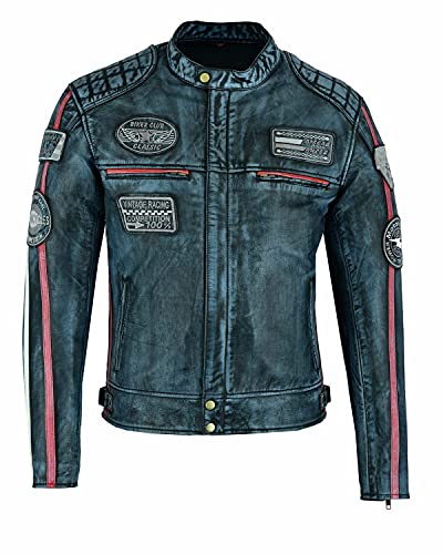 Veste moto homme blouson biker cuir noir de route