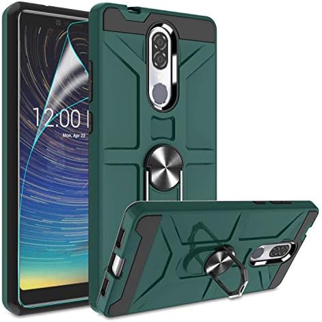 Coolpad Legacy Case with HD Screen Protector, Atump 360° Rotation Ring Holder Kickstand [Work with Magnetic Car Mount] PC+ TPU Phone Case for Coolpad Legacy, Midnight Green
