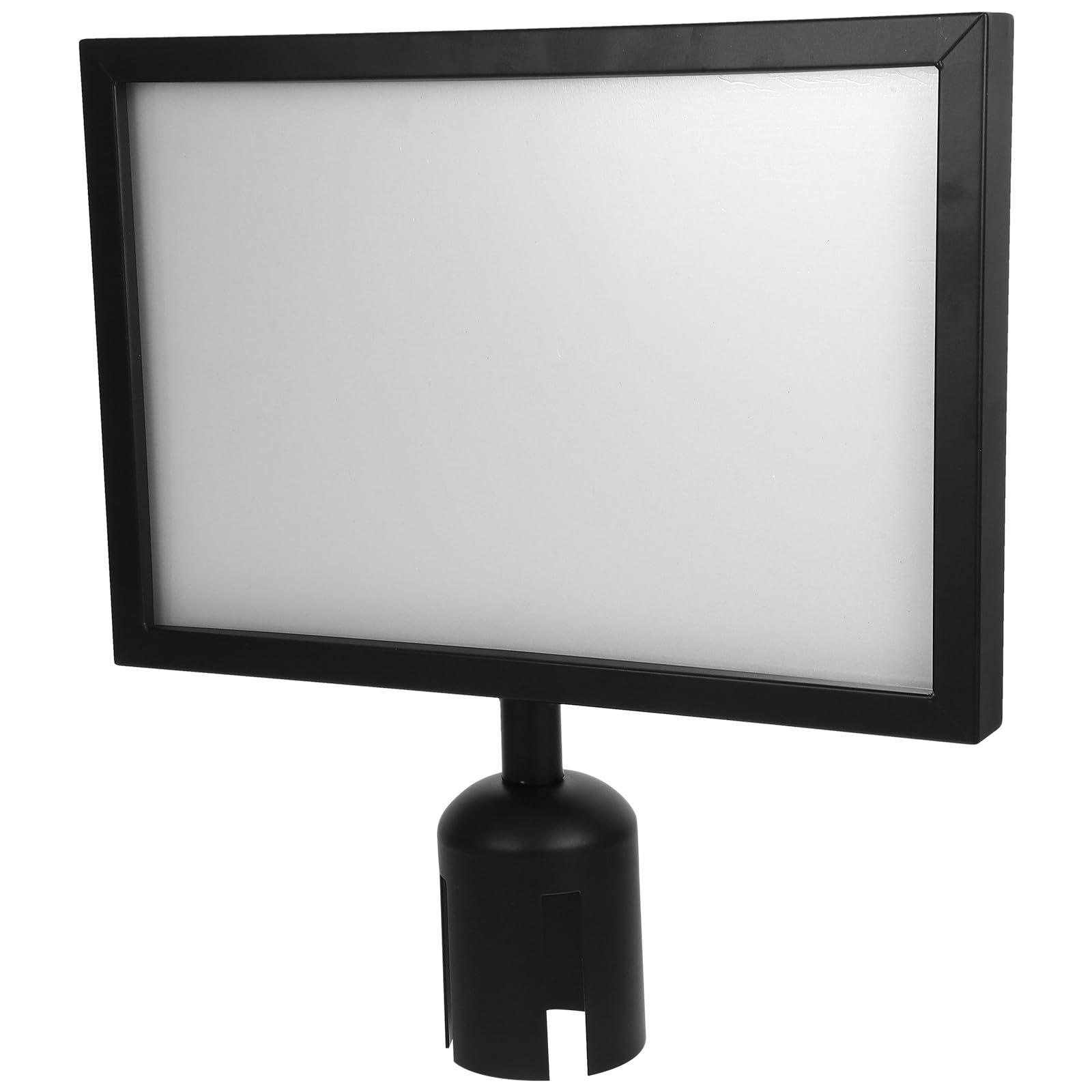 Porte-Affiche A4 Horizontal pour Poteau de Guidage, Support de Panneau pour Barrière de Sécurité et File d'Attente, Cadre d'Affichage pour Potelet à Sangle, Finition Noir Mat, 1 Pièce