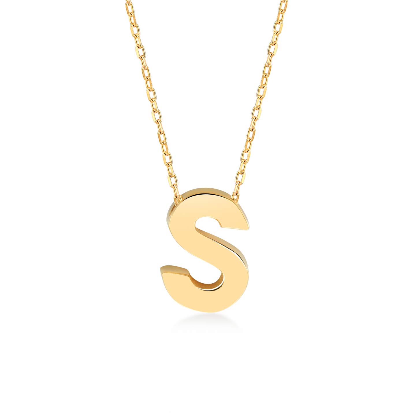 Gelin14K Solid Gold Initial Necklace for Women (A to Z All Letters)