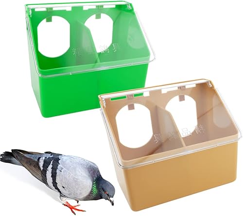 Comedero de plástico para palomas, 2 unidades, caja colgante para alimentación de aves de corral, palomas, loros, periquitos, jaulas (dos agujeros) Comedero de plástico para palomas, 2 unidades, caja colgante para alimentación de aves de corral, palomas, loros, periquitos, jaulas (dos agujeros)