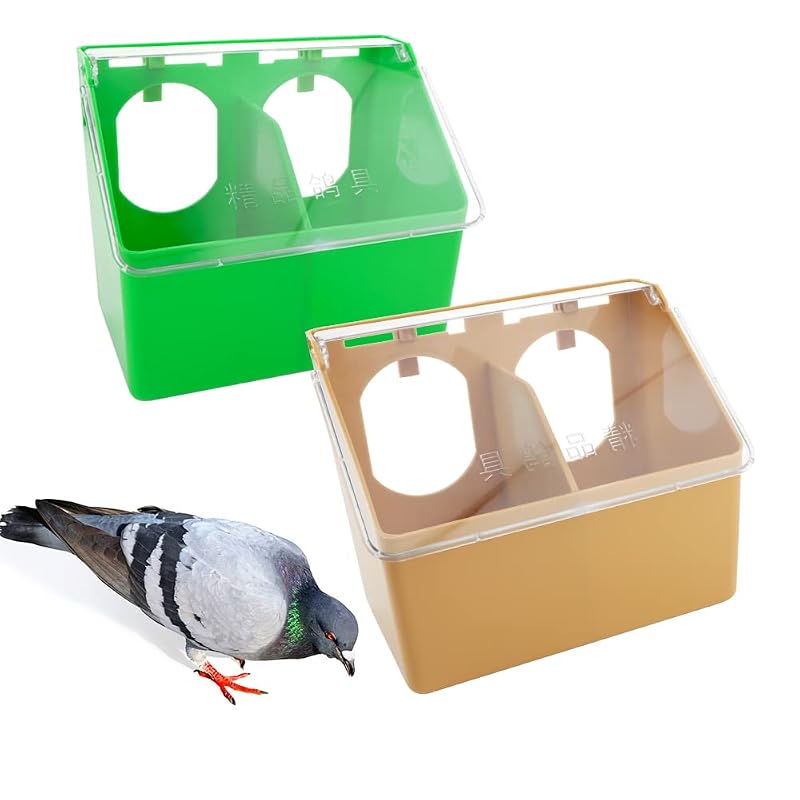 Comedouro para aves de plástico com tampa e duas aberturas DQITJ, pacote com 2