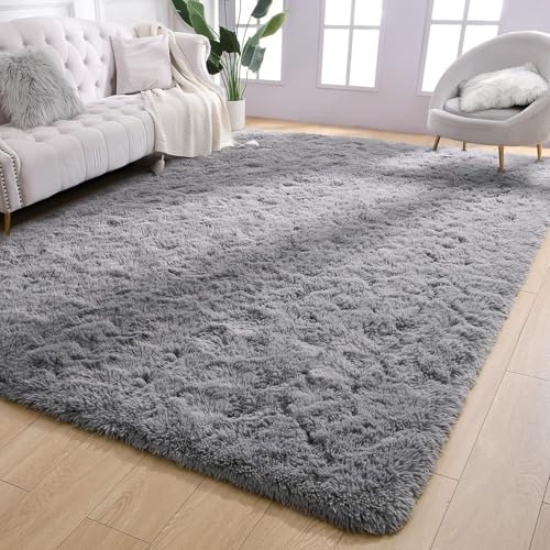 Tapis salon super doux antidérapant extra large et moelleux gris - 2
