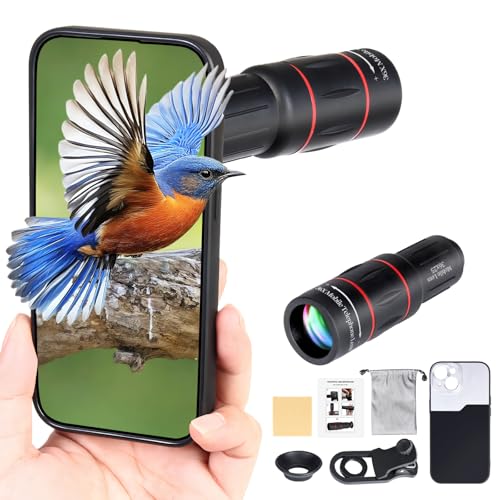 36X Telephoto Lens Kit for iPhone and Android Cell Phones, Long Focus Telephoto Phone Lens with Universal Clip, Suitable for Outdoor Picture Video Taking
