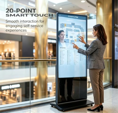 Image of 65 Inch Digital Signage Display Kiosk, Android Digital Display Board Build-in IPS 4K Touchscreen with CMS Software for Image & Video Playback, HDMI /USB /Wi-Fi Input & Mobile App Control