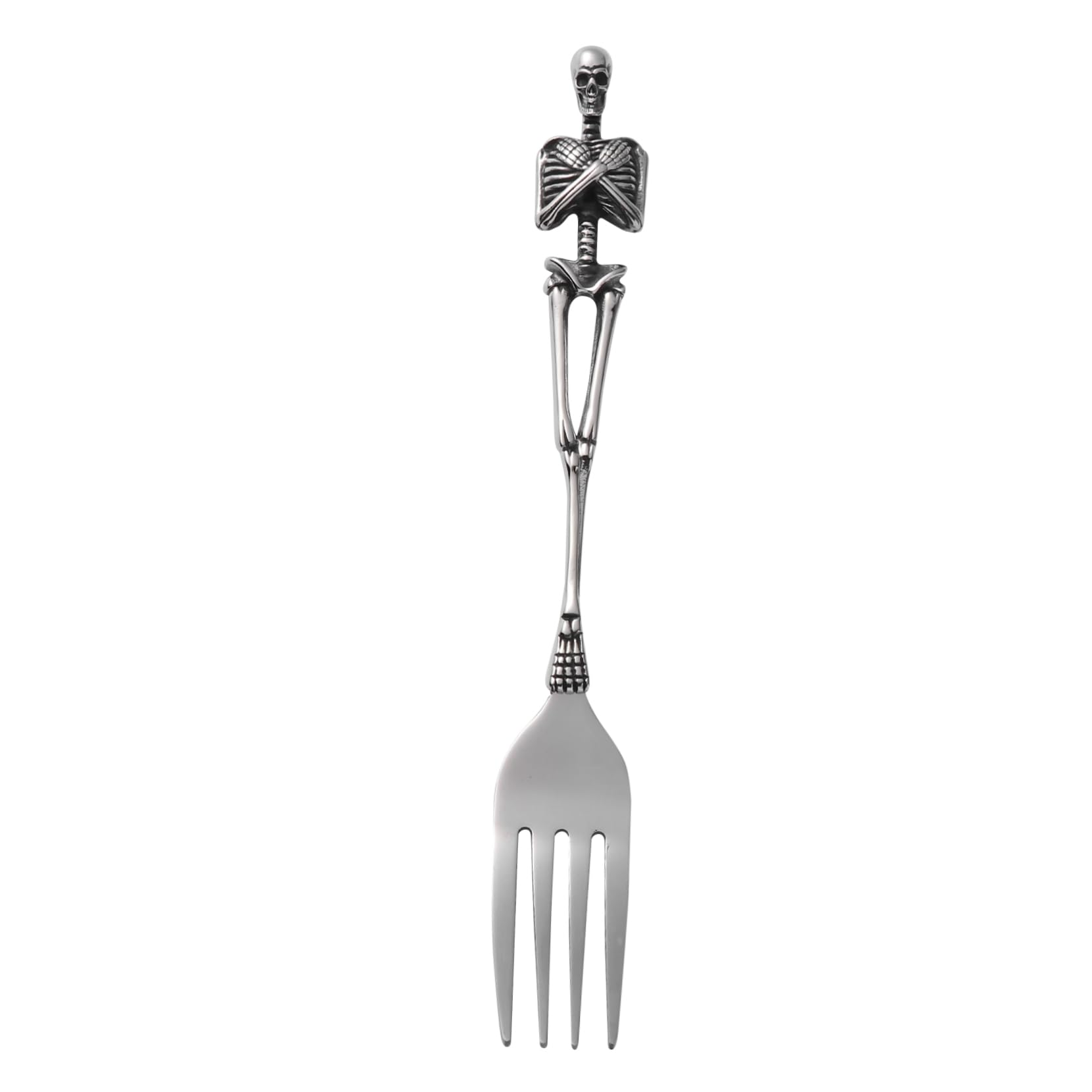 Mikinona Fork Retro Metal Tableware Kids Earring Cards for Selling Halloween Skull Cutlery Halloween Cookware Accessories Halloween Party Supplies Skeleton Titanium Steel Spoon