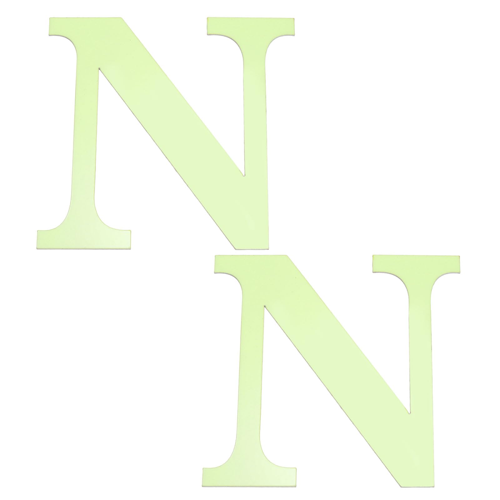 sourcing map 2Pcs 3D Alphabet Mirror Wall Stickers, 3.9" Letter N Self-Adhesive Glow in the Dark Sticker for DIY Party Wedding House Room Bedroom Wall Decoration, Fluorescent Green