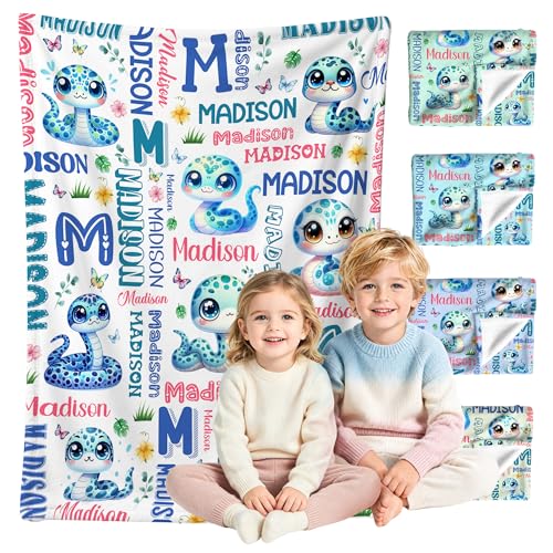 Image of Custom Snake Blanket for Boys Girls,Ultra Soft Personalized Gifts Baby Blanket,Customized Throw for Toddlers Newborn Stroller Crib,40 inchx50 inch