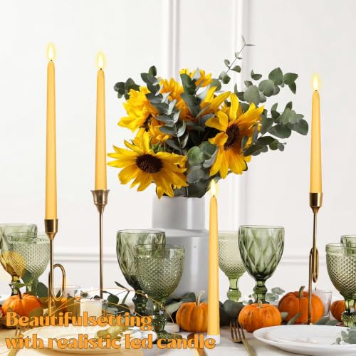 Image of Rossesay 24 Pcs Flameless LED Taper Candles Battery Operated Candles 8.5 inch, 9.65 inch, 10.8 inch, 12.8 inch Flameless Candlesticks Flickering for Christmas Church Wedding(Classic, Yellow)