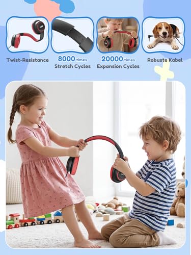 Image of Acer OHW328 Kids Headphones Wired for School - Over Ear Design | 85 /94dB Safe Volume, 3.5mm Jack Foldable Headphones for Kids Boys Girls Classroom Yoto Player Chromebook Travel Black Red