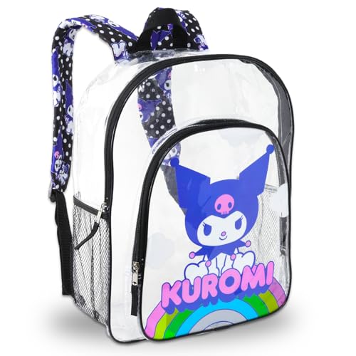 SANRIO Kuromi Clear Backpack - Bundle with 16" School Backpack for Girls Plus Water Bottle, Stickers, More | Transparent School Supplies2