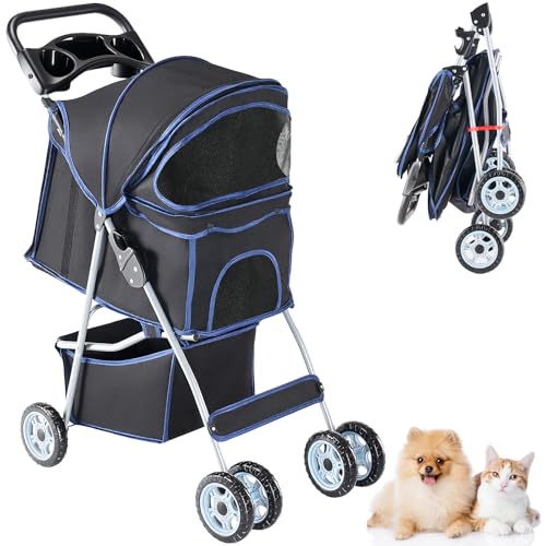 image for Smug Pet Stroller for Dogs and Cats, Foldable, Lightweight and Durable