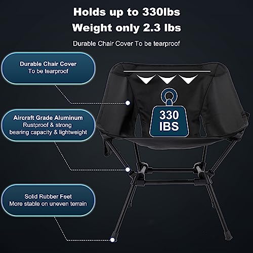 Camping Chairs - Lightweight, Compact, and Folding Chairs Foldable Backpacking Chair - Ultra Durable for Hiking, Beach, Lawn - Aluminum Alloy Frame - Image 5