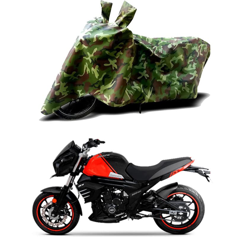 Image of 100% Water Resistant Bike Scooty Two Wheeler Body Cover Compatible for Mahindra MOJO XT 300 BS6 /UV-Rays /Heat Protection /Birds Dropping /Scratchproof /Dust Proof /Waterproof /All [Green MJ]