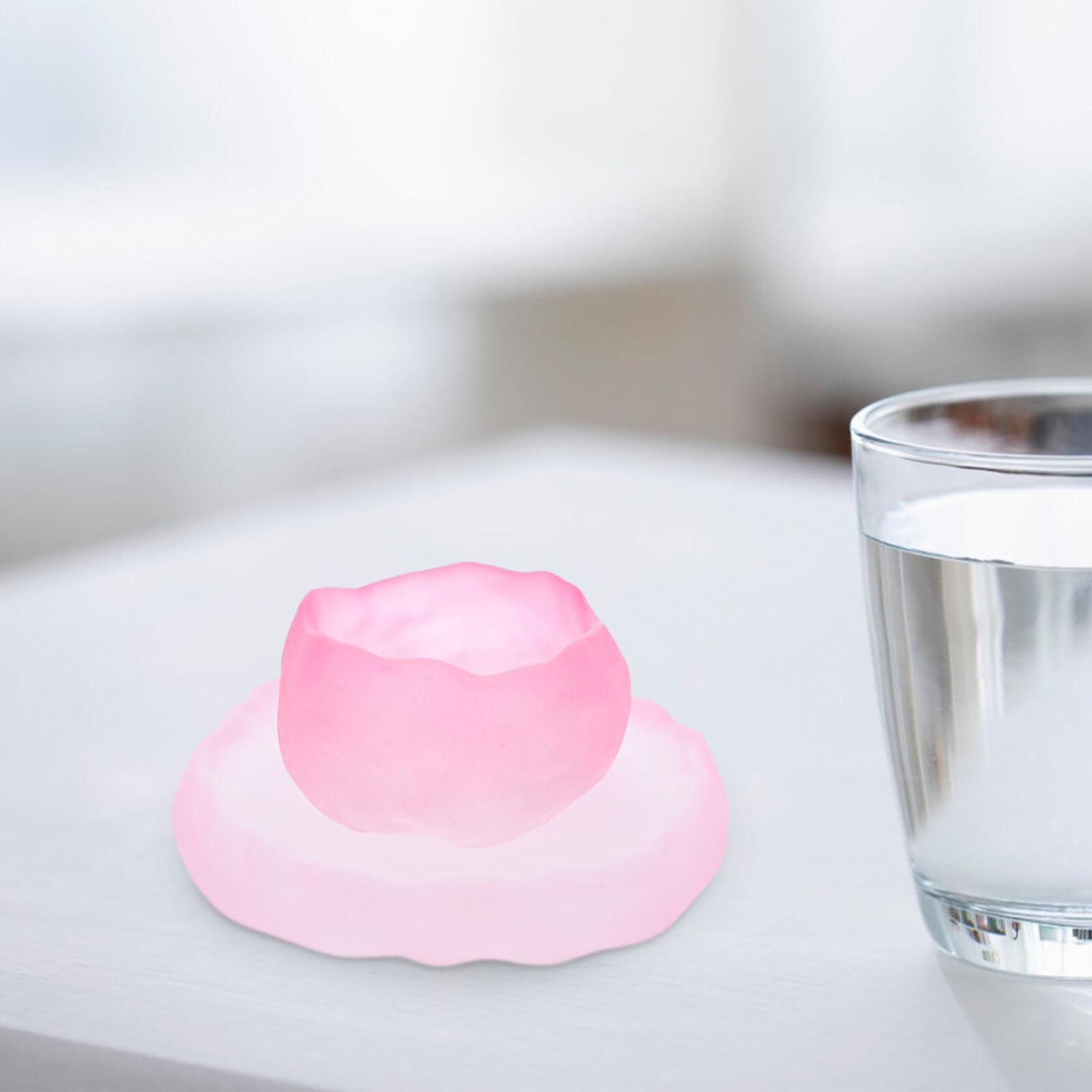 LABRIMP 2 Juegos Taza de Té de Vidrio Resistente al Calor con Platillo Juego de Japonés Rosa y Copa Artesanal para Infusiones Kung Fu para Café y Té Diario
