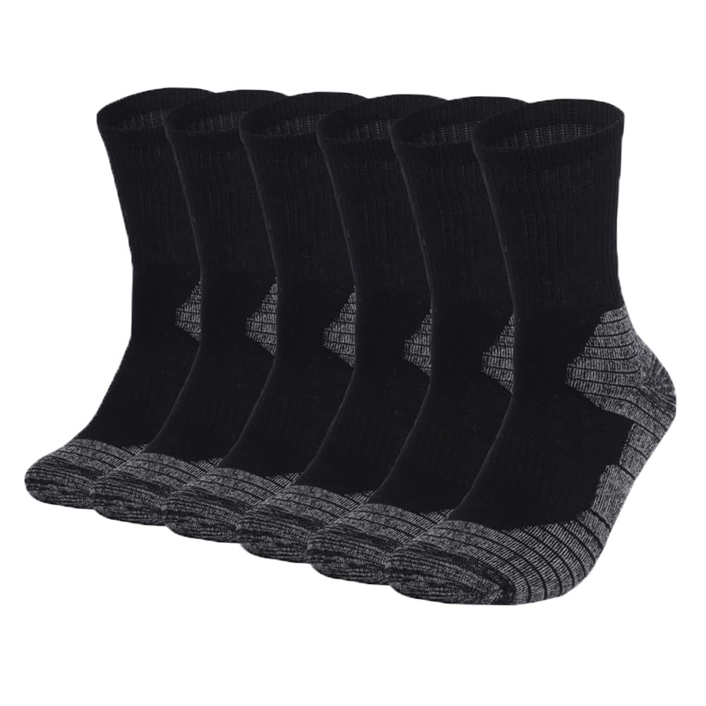 MkkoluyMen's Work Socks Cotton Crew Cushioned Socks Ankle Protection 6 Pairs
