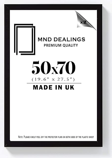 Large Modern 50x 70 cm Poster Frames Eton Wood Perfect For Wall Gallery, Living Room & For Wall Hanging Mount Poster Picture With Styrene Shatterproof Perspex Sheets- Black