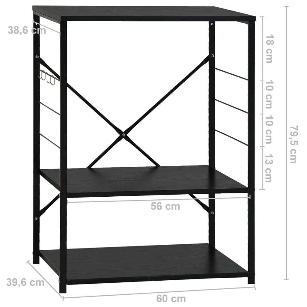 Mikrowellenregal Schwarz 60×39,6×79,5 cm Holzwerkstoff,Heim & Garten,Küche & Esszimmer,Küchenhelfer & -utensilien,Küchenorganizer,Küchenutensilienhalter & -ablagen,Schwarz,9.3 kg-288234