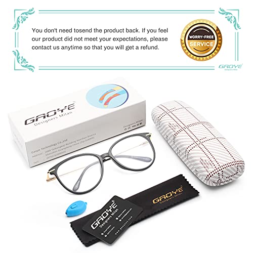 Gaoye Blue Light Blocking Glasses Women/Men, Fashion Cat Eye Fake Eyeglasses Uv Ray Filter Computer Gaming Glasses (Light Black Frames/Transparent Lens) #TOP4