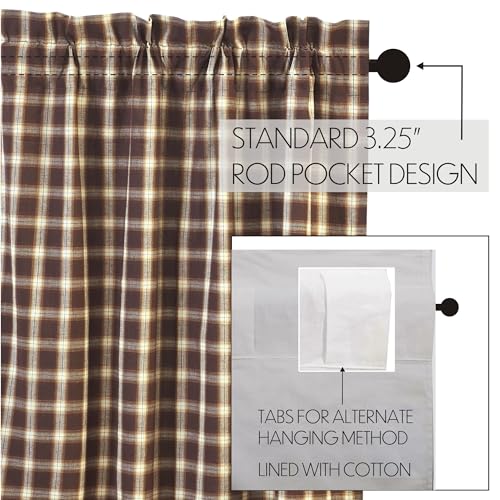VHC-Brands-Rustic-Lodge-Farmhouse-Kitchen-Window-Curtains-Rory-Tier-Pair-L24-x-W36-Chocolate-Brown VHC Brands Rustic Lodge Farmhouse Kitchen Window Curtains Rory Tier Pair L24 x W36 Chocolate Brown