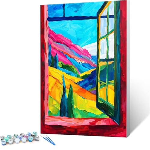DIY G  i Paint by Numbers hG Lbg l ʂ肦 q̗phGLoXNtg LoXA[g uVƃANG̋, CeA rO, ւ̃Mtg 90x120cm (t[