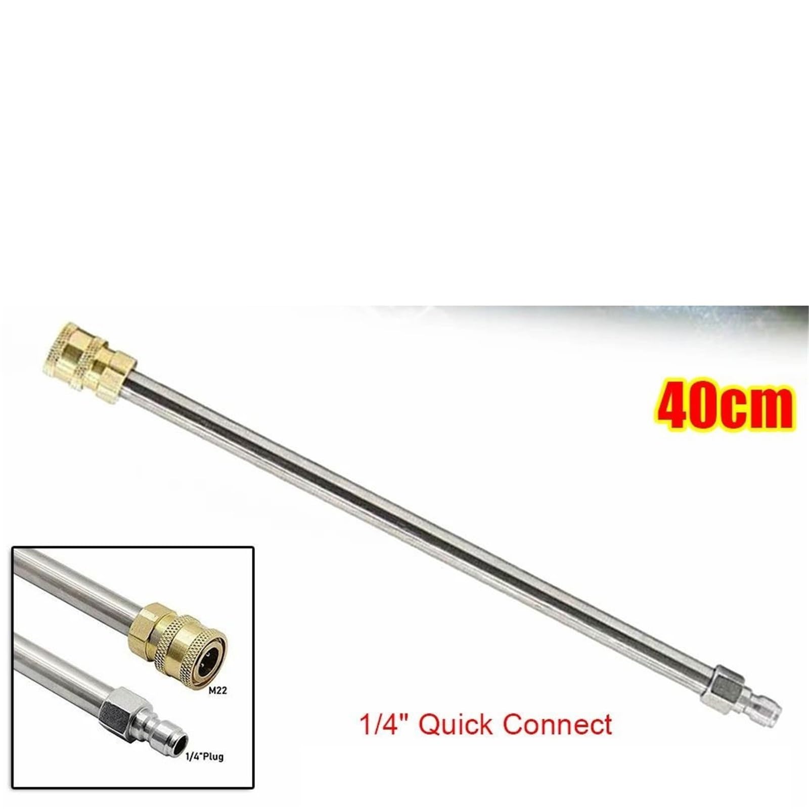 Lancia di Estensione per Idropulitrice 1 prolunga for idropulitrice ad Alta Pressione Dritta con Lancia a spruzzo Attacco rapido da 1/4" in Acciaio Inossidabile, 40 cm
