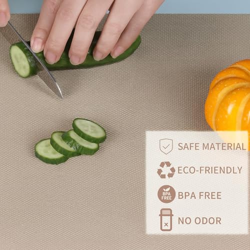 Image of Go Hooked EVA Anti Slip Fridge Mat Roll 45cm x 5m | Waterproof Shelf Liner for Kitchen Cabinet, Drawer, Refrigerator & Wardrobe | Food Grade Washable Cuttable Reusable Place Mat (Beige)