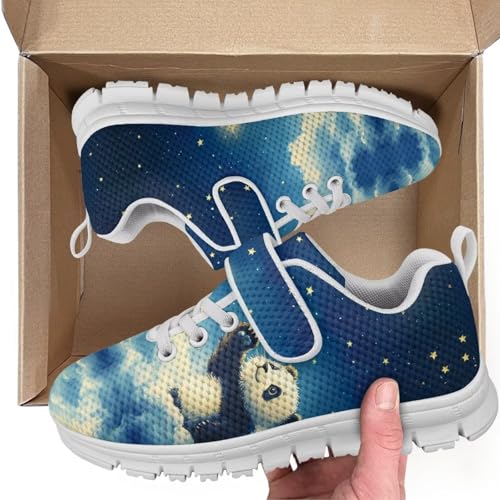Little Kid Boys Shoes Non Slip Lightweight Breathable Comfortable Sport Athletic Running Tennis Sneakers Panda Galaxy Sky Pattern2