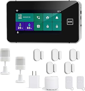 WiFi Home Alarm System Kit, DIY Wireless Security Burglar Alarm System, 4.3 inch Touch Screen Host, APP Remote Control, Compatible with Alexa and Google Assistant(NO Monthly Fees)