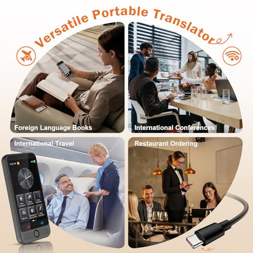 QDOJC Ki Übersetzer, 19 Sprachen Sprachübersetzer Ohne Internet mit Offline Deutsch, 142 Sprachen Echtzeit Übersetzer Translator mit Sprachausgabe, Übersetzungsgerät mit Fotoübersetzung, 2000 mAh Akku