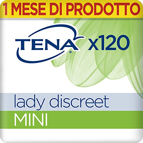 TENA Lady Discreet Mini Pacco Scorta Mensile - Assorbenti per perdite urinarie femminili, discreti e confortevoli, 6 confezioni x 20 pezzi