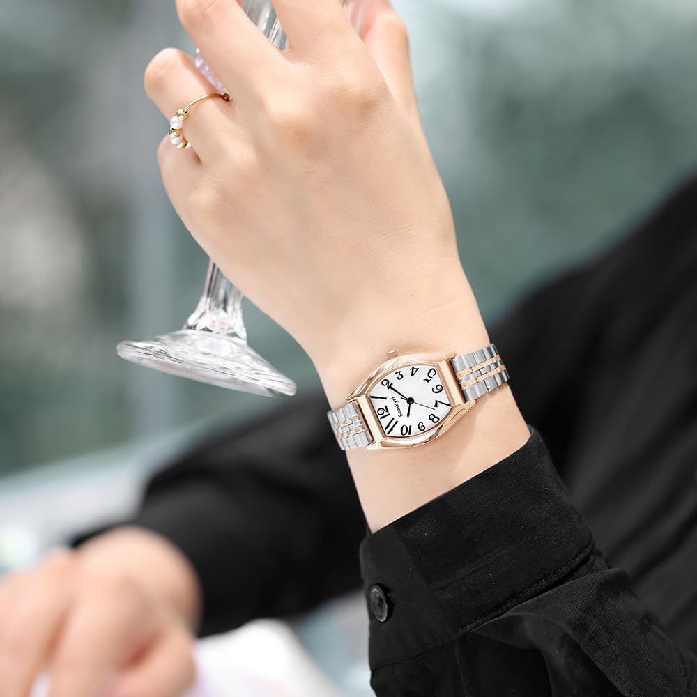 Barrel-Shaped Watch for Women with Easy Read Arabic Numerals Ladies Dress Watch - Image 2