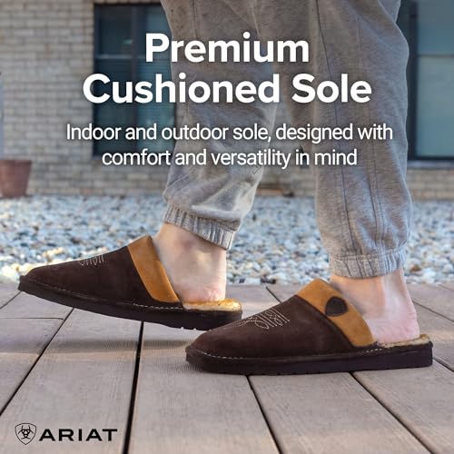 ARIAT Men's 2842 Silversmith Outdoor Indoor Western Suede Foam Cushioned Square Toe Slipper4