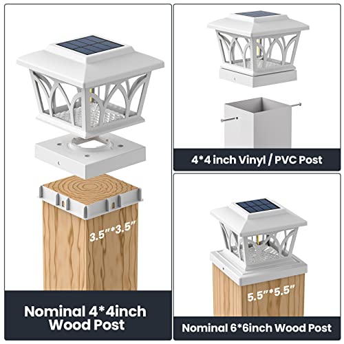APONUO 4x4 Solar Post Cap Lights, Filament Solar Deck Post Lights 2 Brightness 15LM 1000mAh
