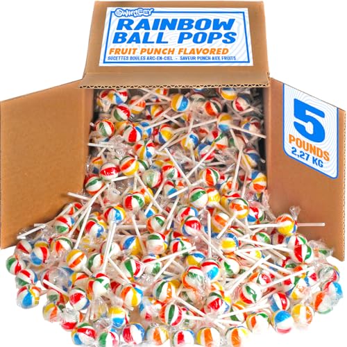 Swirleey Rainbow Lollipops - 5 Pounds - Bulk Lollipops - Individually Wrapped Round Hard Candy...