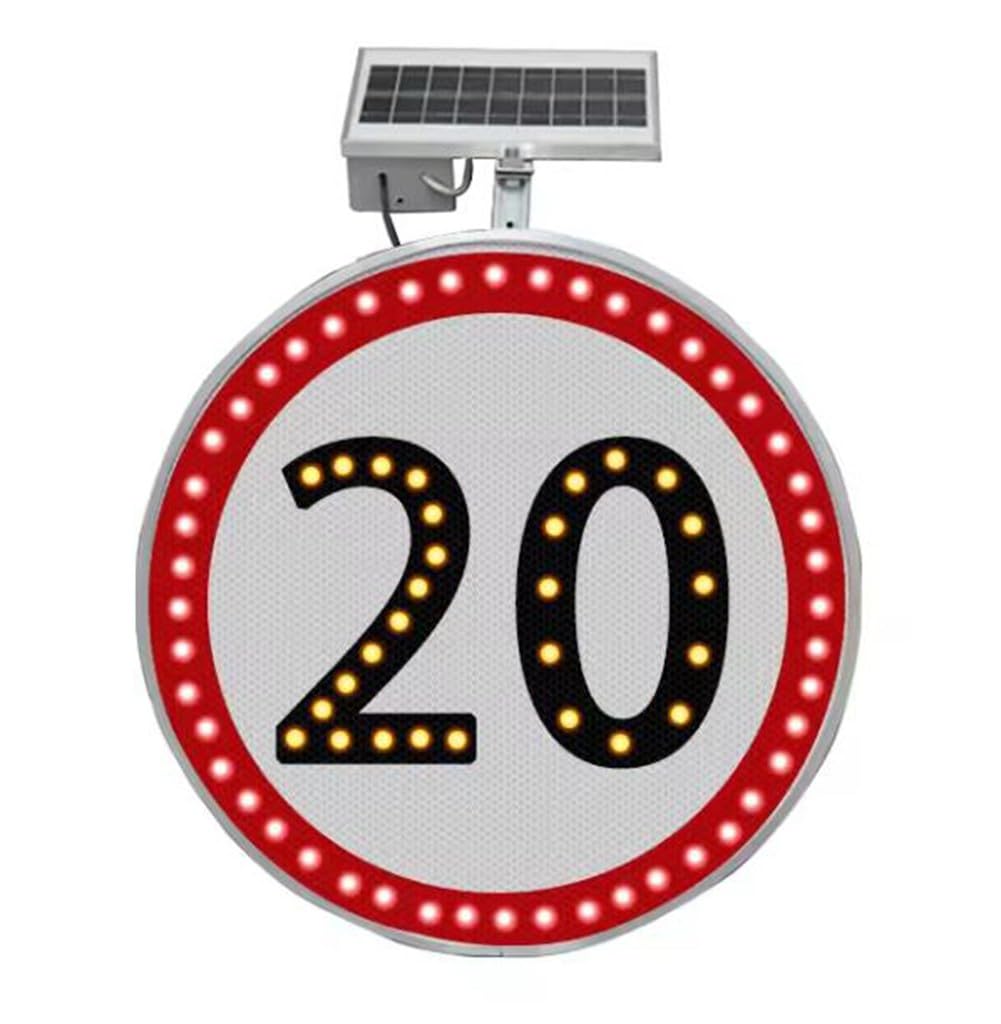 Cokvbato 24" Solar Powered Solar Speed Limit Sign Flashing LED Traffic Sign for Roadway
