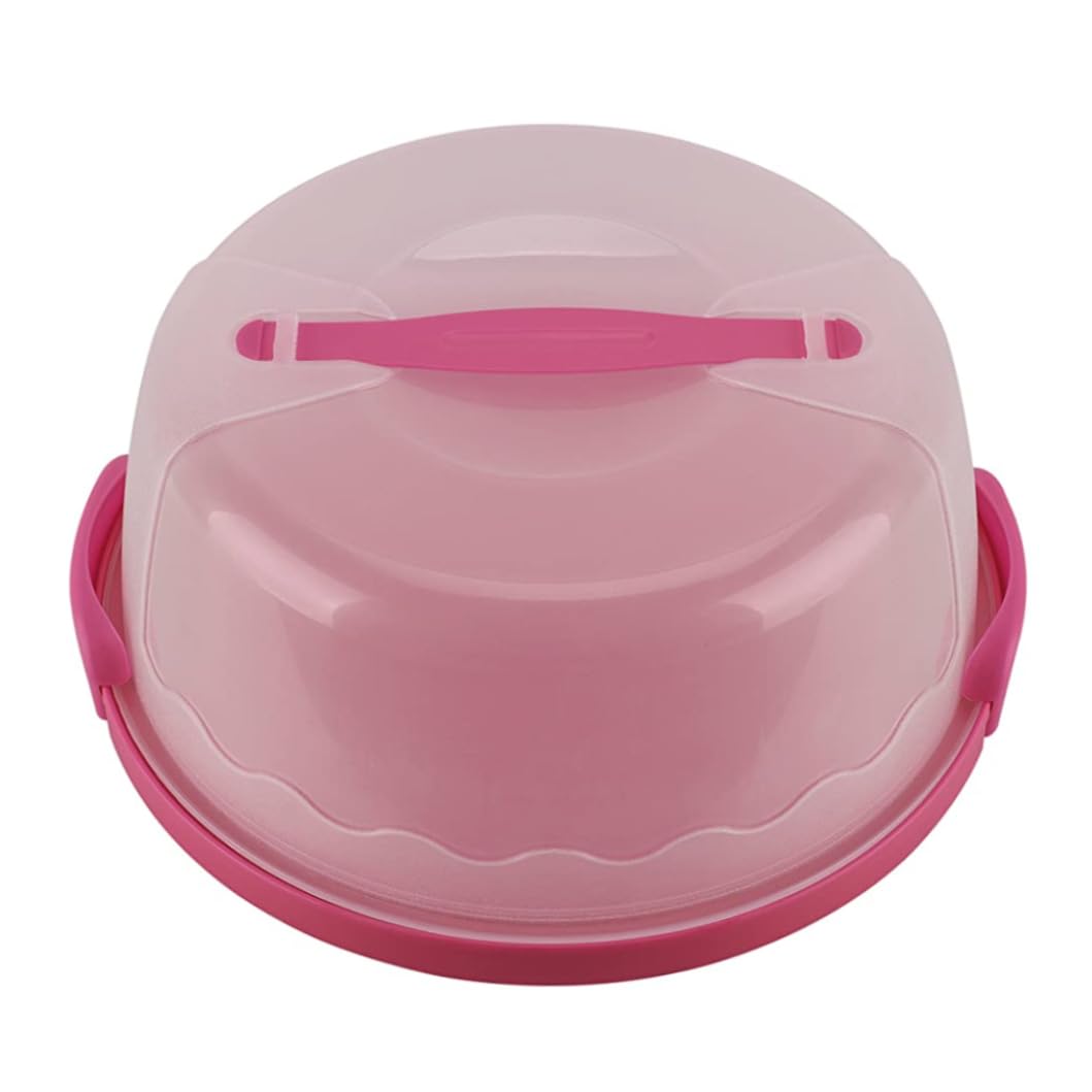 Cieirye Cupcake Carrier 8inch Translucent Dome Cake Storage Container for Transporting Cakes Cupcakes Cookies Pies(Rose Red)