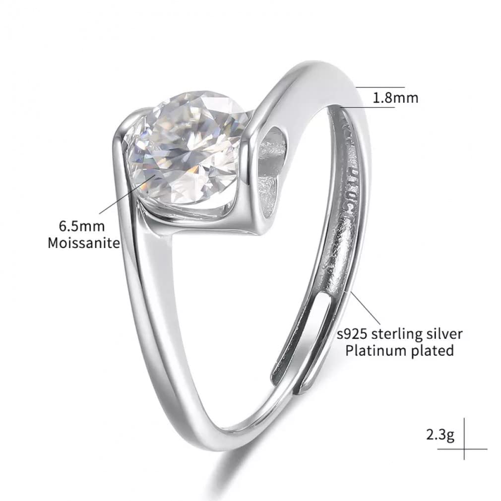 925 Sterling Silber Hohle Herzform Moissanite Offene Verstellbare Ringe Edlen Schmuck Hochzeit Verlobungsringe