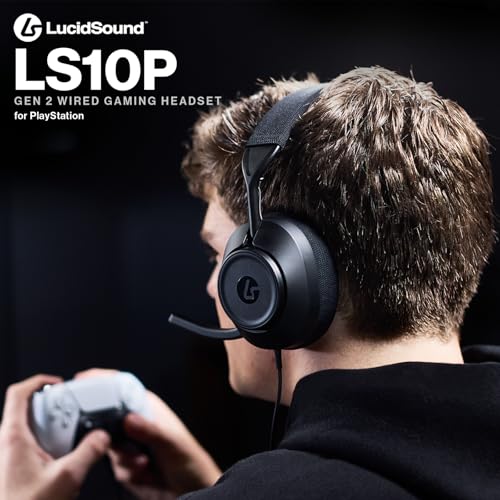 Image of PowerA LucidSound LS10P Gen 2 Wired Gaming Headset with 50mm Drivers, Flip-to-Mute Mic, Tempest 3D Audio, Swivel cups, Lightweight & Glasses-Friendly for PS5, PS4 & PC, Black